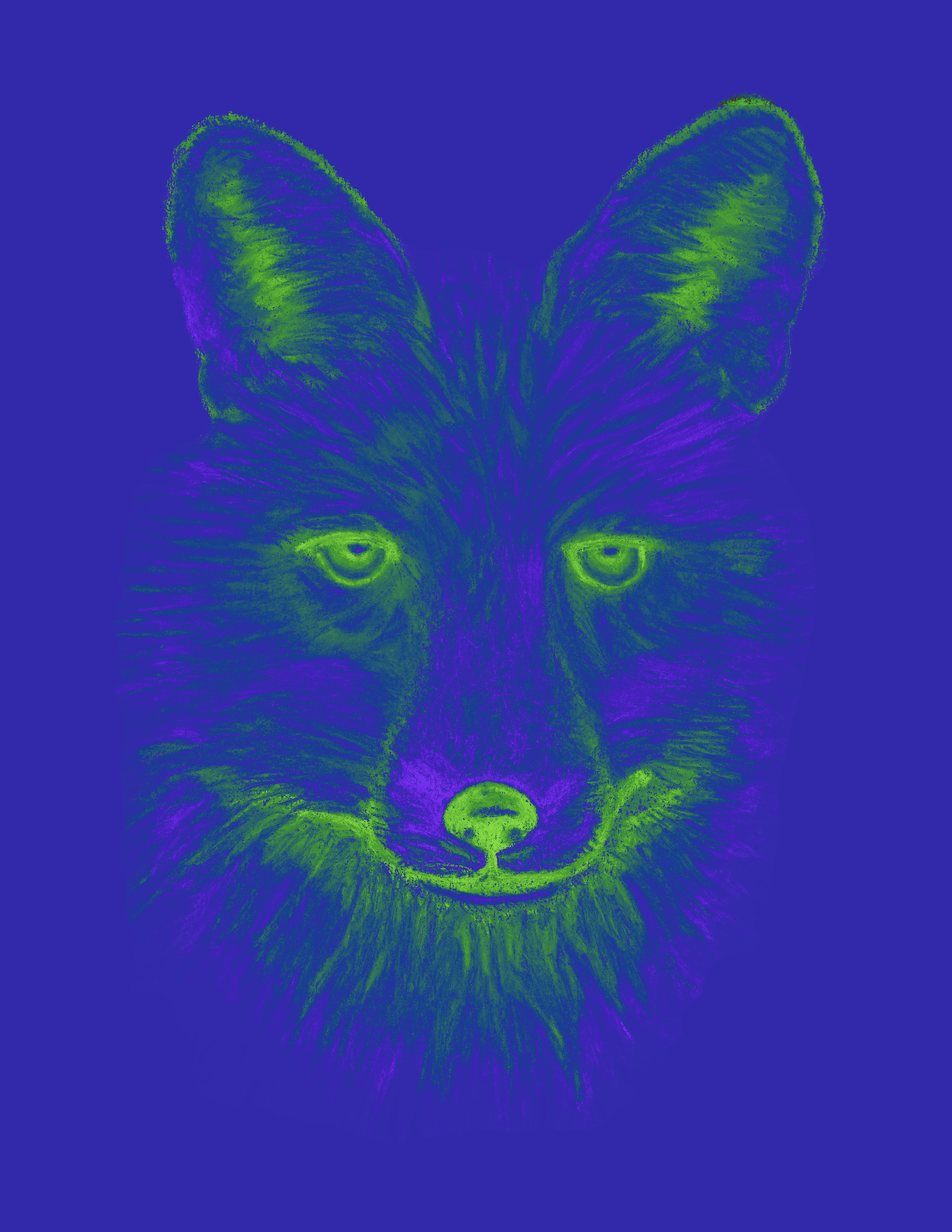 Art Print - Fox - Purple, Green