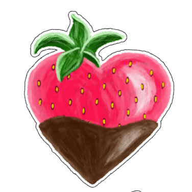 Chocolate Covered Strawberry Heart Sticker - 1 Large Vinyl